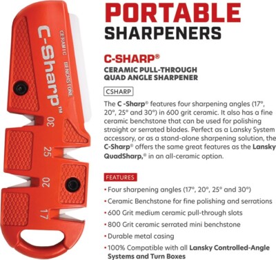 Lansky C-Sharp Multi-Angle All Ceramic Portable Knife Sharpener 