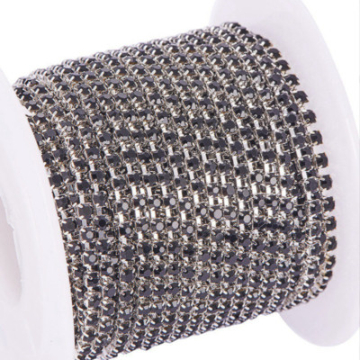 10 yard Chain SS6-SS16 Colour glass Rhinestone in Silver base Crystal DIY Crafts