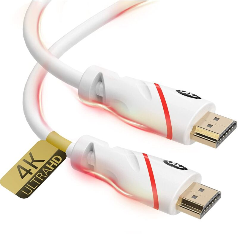 HDMI Cable 50 ft - in-Wall High Speed Cord - CL3 Rated - 4K 50ft, White