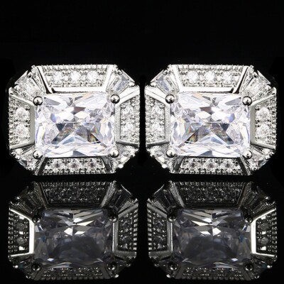 Men Cufflinks white Crystal French Shirt Zirconia Wedding Party Cuff Links Gift