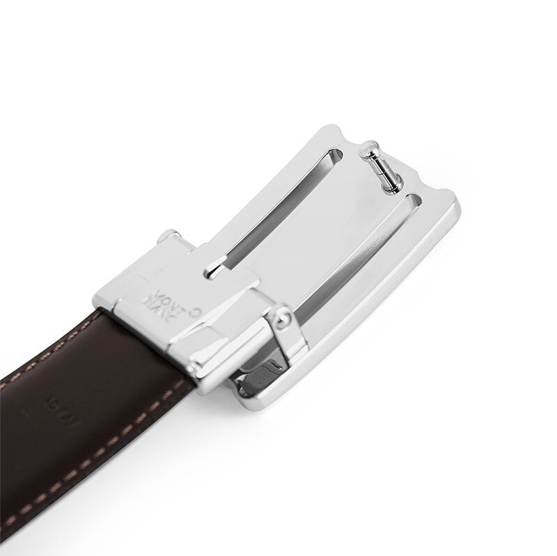 Pre-owned Montblanc Classic Line Genuine Leather Black & Brown Reversible Belt For Men