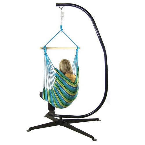 Sunnydaze Decor Ocean Breeze Hanging Hammock Swing with Stand