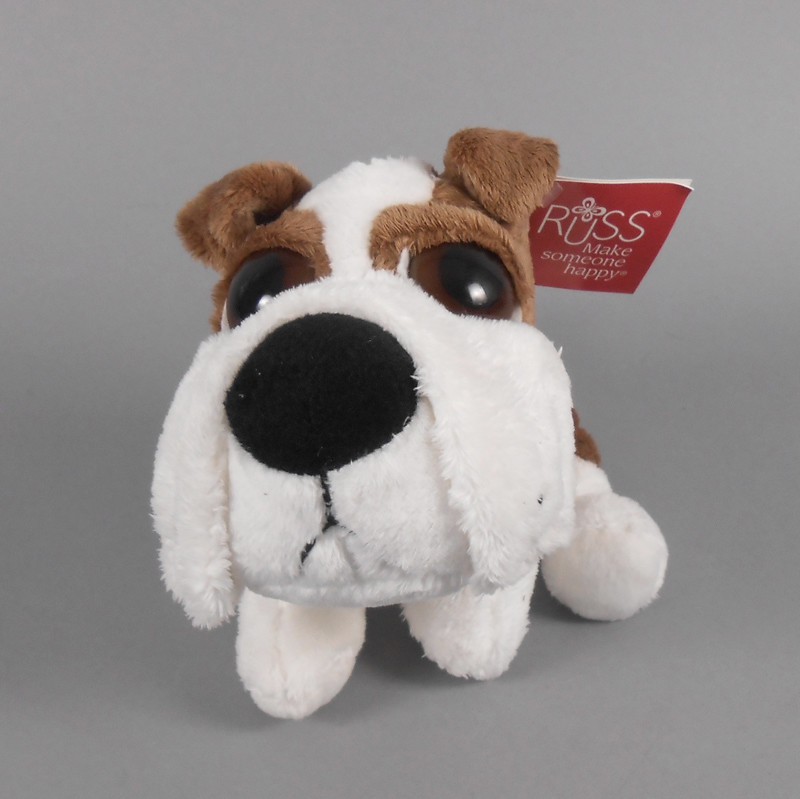 Russ Lil Peepers Brimble Bulldog Plush Brown and White Dog 9
