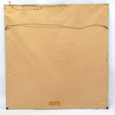 WATERCOLOR - SPRINGTIME IN THE ARBORETUM BY A BARR - FRAMED - 21" X 21"