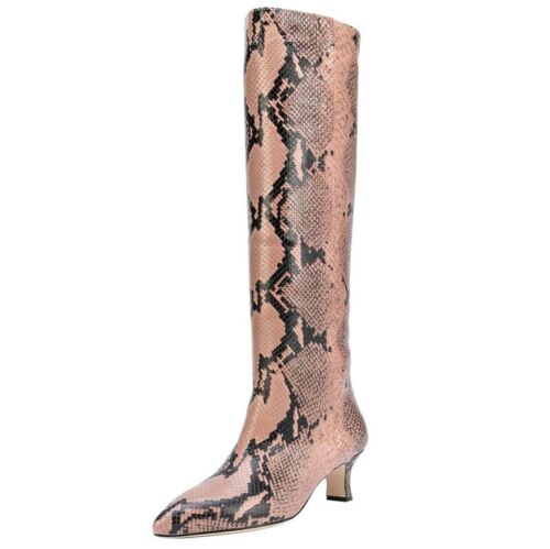 kitten heel snakeskin booties