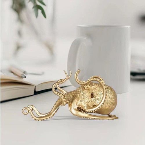 Metal Octopus Animal Statue Tabletop Figurine Decor Gift Mobile Phone Holder USA