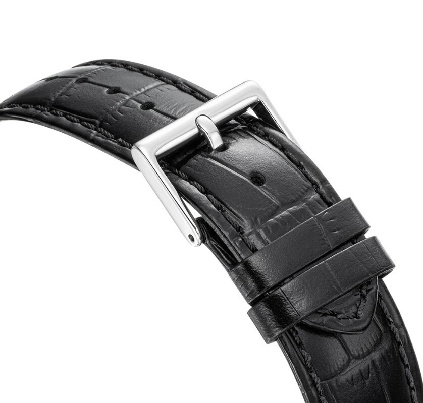 ROMANSON ROMANSON KAIROS CLASSIC MOON PHASE LEATHER WATCH RWTLFM1B2400WHSI0