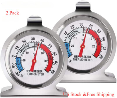 2Pcs Refrigerator Thermometer Freezer Kitchen Fridge Temperature Gauge Sensor