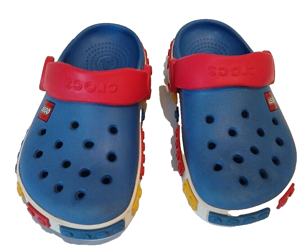 Crocs Lego Blue Red White Clog Sandals Size 12 13 CHILD Unisex W 4 JIBBITS