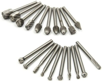 HSS Rotary Burrs Wood Carving Cutting Burr Drill Bits Set 1/8'' for Dremel Tool