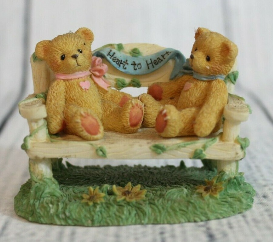 Cherished Teddies Two Bears on Bench #CRT240 Vintage 1996 Figurine