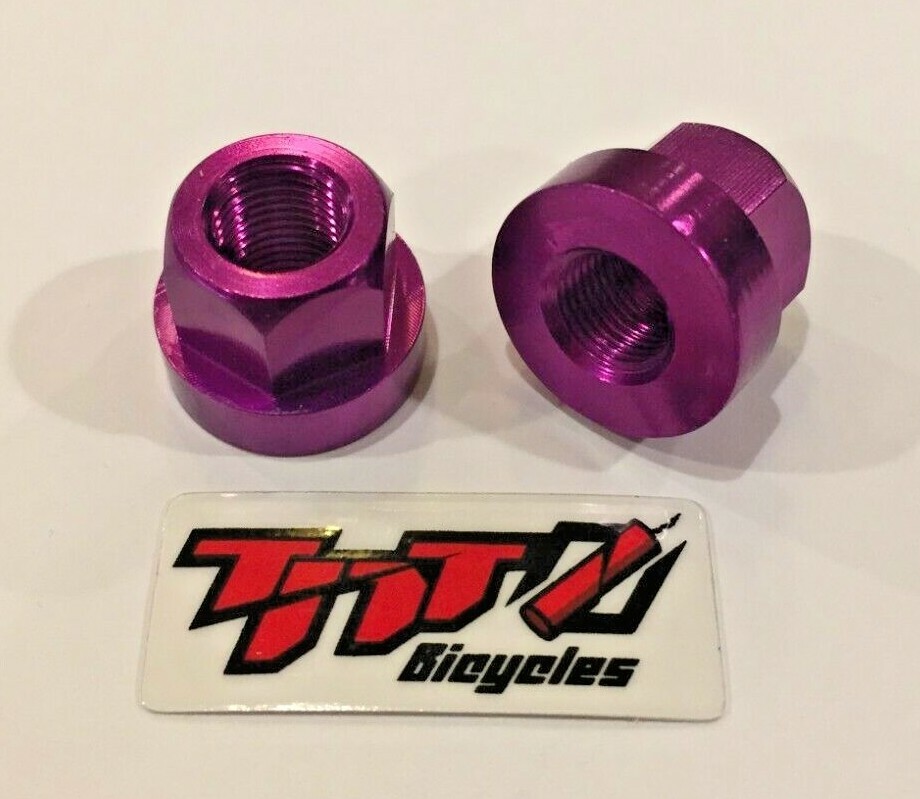 TNT BICYCLES - ALUMINUM AXLE NUTS - 3/8" x 26tpi  - SOLD AS PAIR (2pcs)