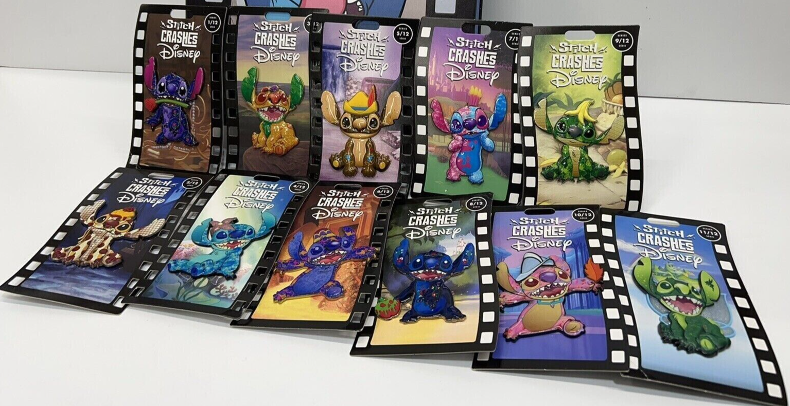 レア！Stitch CrashesDisney☆ピンバッジ全12種&ホルダー1冊 レア！Stitch CrashesDisney☆ピンバッジ全12種&ホルダー1冊
