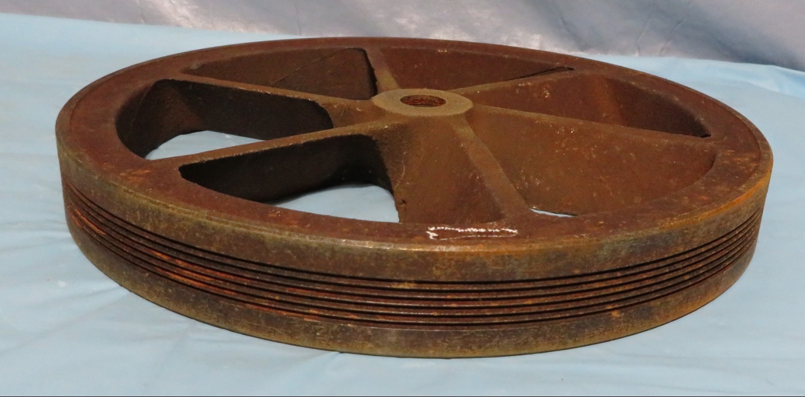 Vintage Industrial Machine Age Cast Fly Wheel Steampunk Altered Art Lamp Part