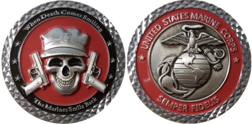 US Marines Death Smiles USMC challenge coin. NYPD CPO MSG limited OC 16