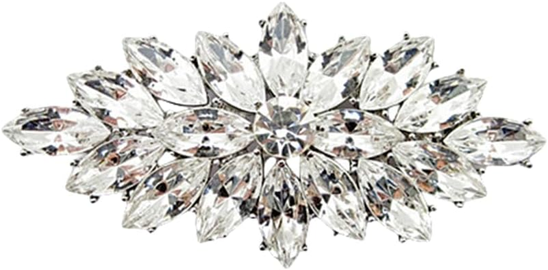 Marquise Rhinestone Corsage Brooch Pin for Women Girls Unisex Silver Plated Fash
