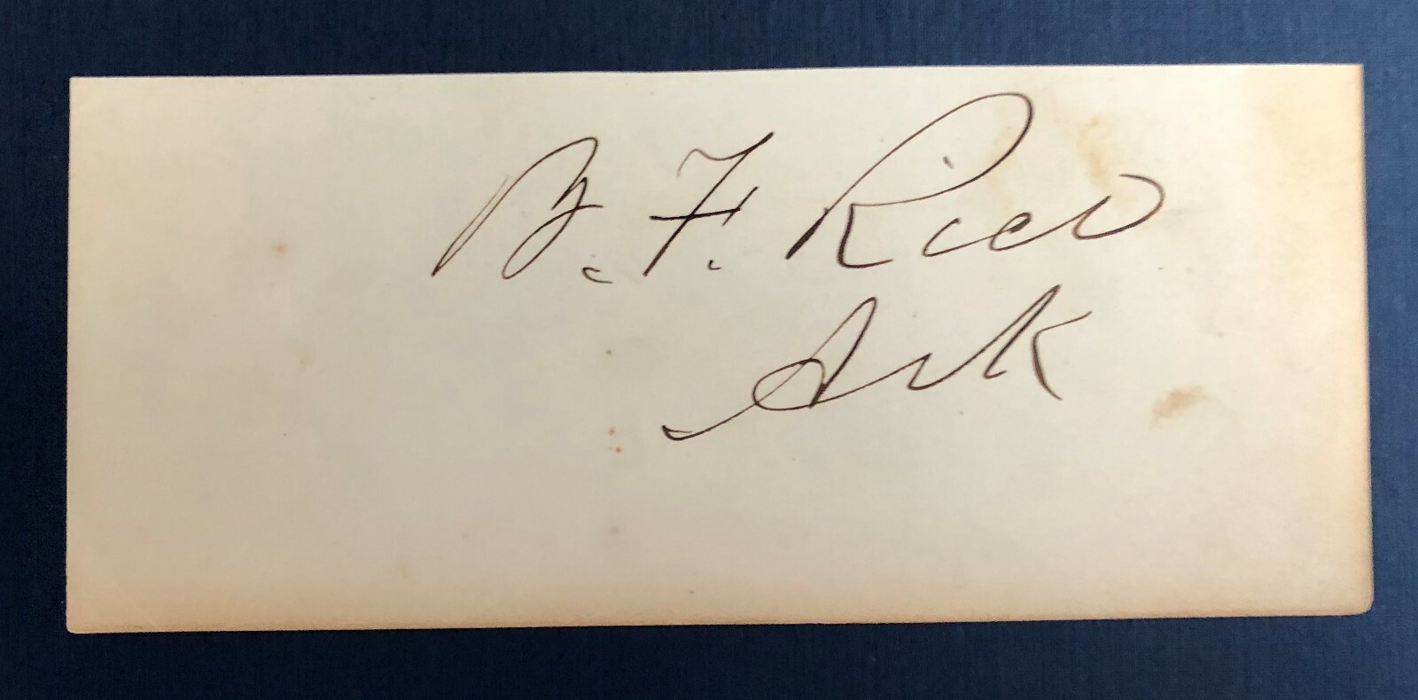 CUT SIGNATURE - BENJAMIN F. RICE - ARKANSAS U.S. SENATOR & CIVIL WAR CAPTAIN