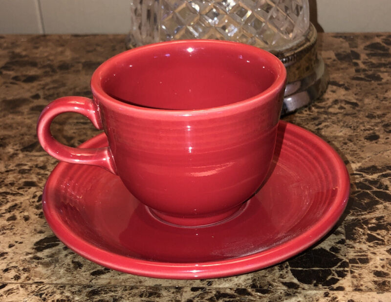 Fiestaware Scarlet Red Coffee Tea Cup Mug Saucer Plate Fiesta HLC USA
