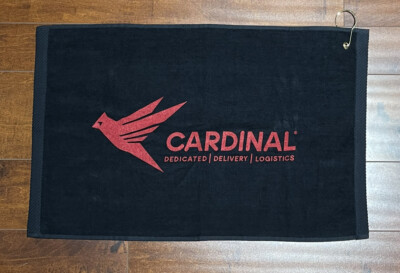 Cardinal Dedicated Delivery Logistics Logo Golf Towel 24 in x 15 in Black Red