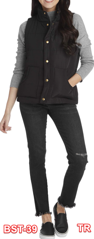 Mud Pie Women's Jay Puffer Vest Women jacket Vest Black L