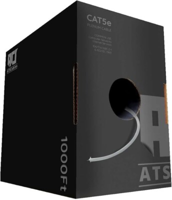 Cat 5e Plenum CMP Rated Solid 1000ft Bulk 350 Mhz 24 AWG Cable WHITE