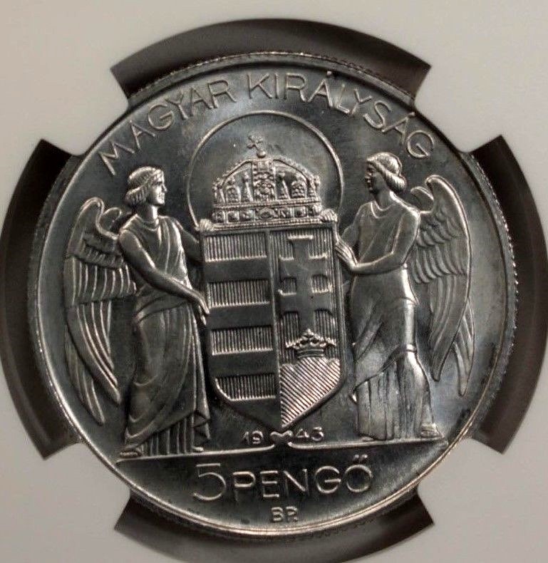 Hungary 5 Pengo 1943 BP NGC MS 65 UNC Aluminum Admiral Miklos Horthy