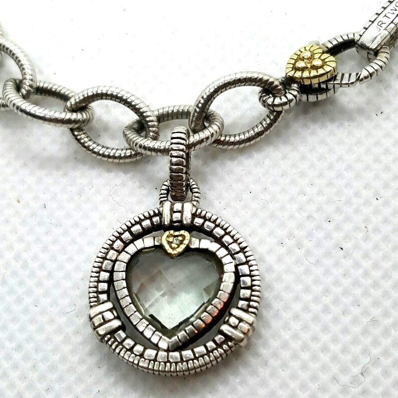 Judith Ripka Sterling & 18K Yellow Gold Diamond  Pave Athena Bracelet  8 1/2 