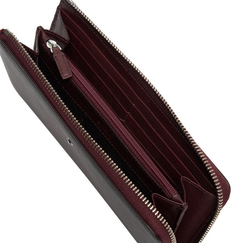 Pre-owned Montblanc Sfumato Genuine Leather 12cc Zip Around Wallet Purse Card Holder Men In Red