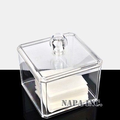 Acrylic Cosmetic Makeup Organizer Cotton Swabs Q-Tips Holder Storage In Clear