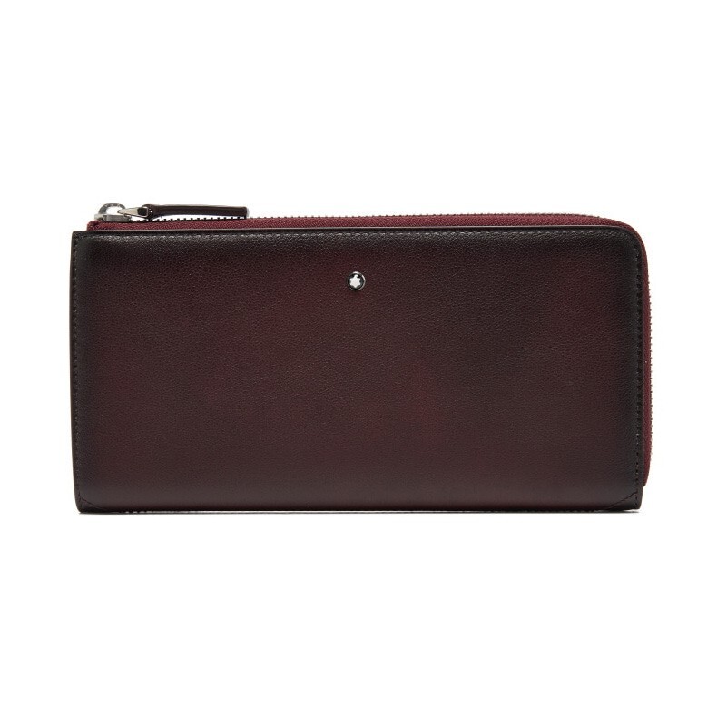 Pre-owned Montblanc Sfumato Genuine Leather 12cc Zip Around Wallet Purse Card Holder Men In Red