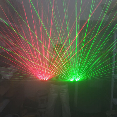 Green/Red 2in1 LED Laser Light Gloves DJ Club Dancer Stage Show Disco Party Prop
