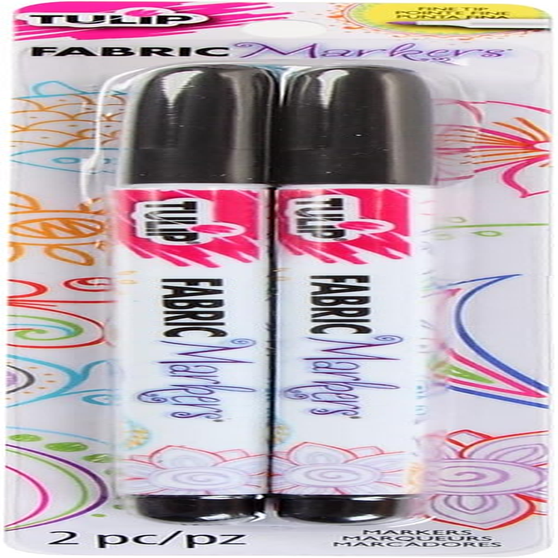 Permanent Nontoxic Fabric Markers Black 2 Pack-Laundry Markers,Fine Bullet Tip,C