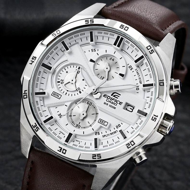 Casio Edifice EFR-556TR-1K Brown Leather Chronograph Mens