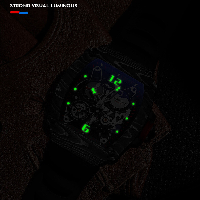 Pre-owned San Martin Hanboro Men Automatic Watch Luxury Luminous Mechanical Wristwatch Tonneau Case
