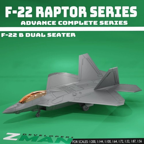 3D Printed 1/144 U.S. F22B Two-seat Raptor Fighter Jet