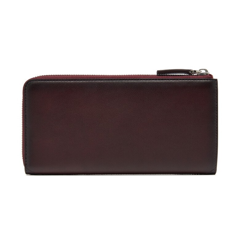 Pre-owned Montblanc Sfumato Genuine Leather 12cc Zip Around Wallet Purse Card Holder Men In Red
