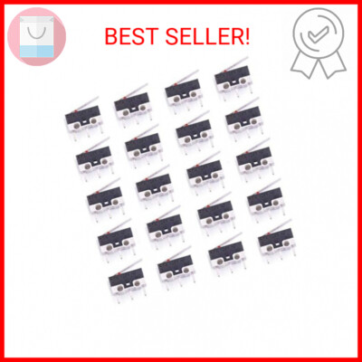 20Pcs Micro Switch AC 1A 125V 3Pin SPDT NO+NC Hinge Lever Momentary Push Button 