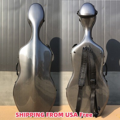 Black 4/4 cello case Mixed Carbon Fiber Cello Box 3.6kg With Two wheels Strong