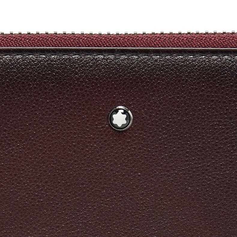 Pre-owned Montblanc Sfumato Genuine Leather 12cc Zip Around Wallet Purse Card Holder Men In Red