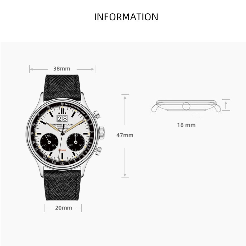 Pre-owned Merkur Men Chronograph Watch Panda Manual Wind Mechanical Watches Luminous Ty29