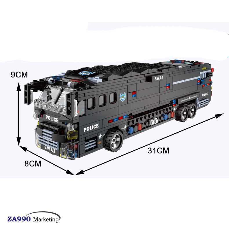 Bausteine SWAT Team Spezialeinheit Wagen Polizei Bus