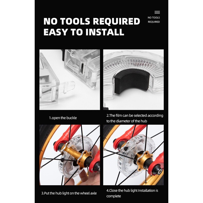 ROCKBROS Bike Wheel Hub Lights Flashlight Spoke Waterproof 7Color USB LED Safety