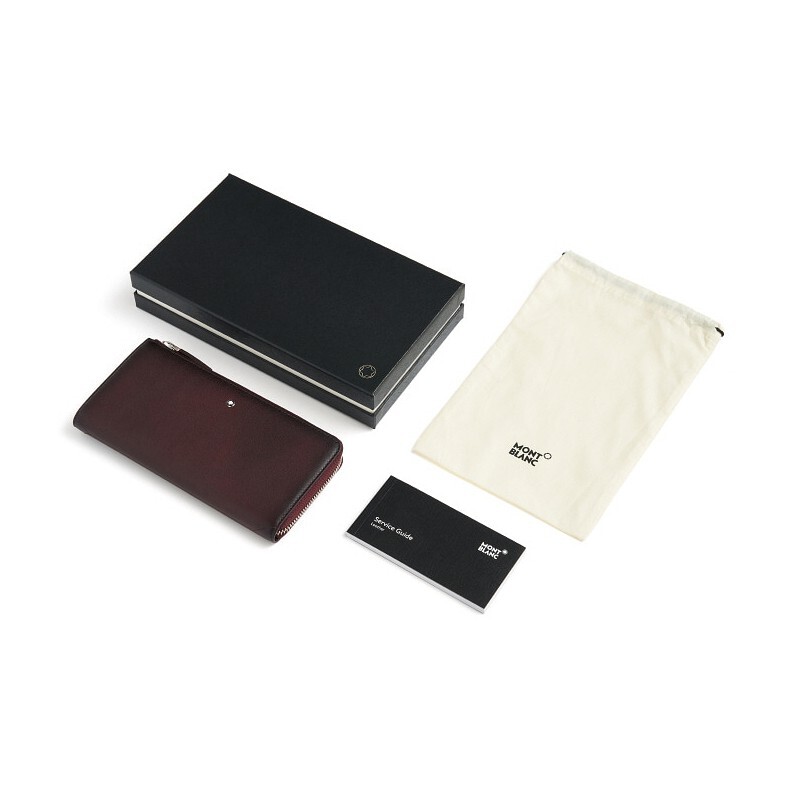 Pre-owned Montblanc Sfumato Genuine Leather 12cc Zip Around Wallet Purse Card Holder Men In Red