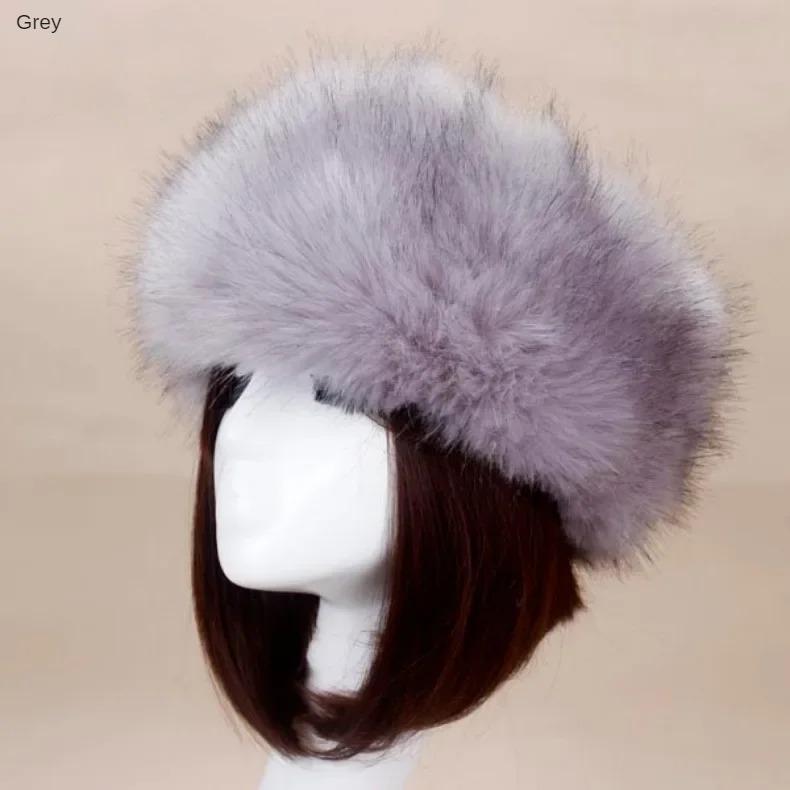 Womens Real Fox Fur Hat Russian Winter Warmer Ear Cap Ushanka Cossack Ski Black