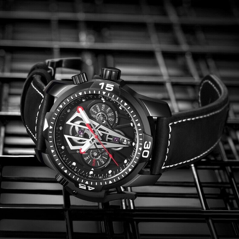 Pre-owned Reef Tiger Mens Luxury Watches Automatic Mechanical Wristwatch 10bar Luminous