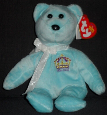 RARE 1st VERSION TY QUEEN ELIZABETH II the BEAR BEANIE BABY - UK EXCLUSIVE