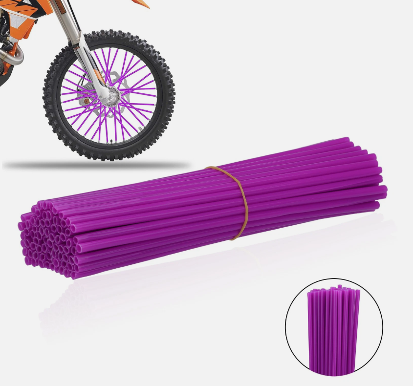 ✅️72x Motorcycle Dirt Bike Spoke Skins Covers Wraps Wheel Rim Guard Protector