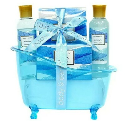 Spa Gift Baskets For Women, Body & Earth Bath Set With Tub, Gifts Her, Ocean