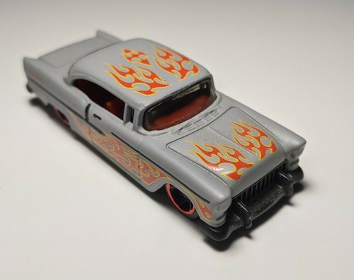 HOT WHEELS Primer Gray/Flames '55 CHEVY BEL AIR 1/64 Diecast