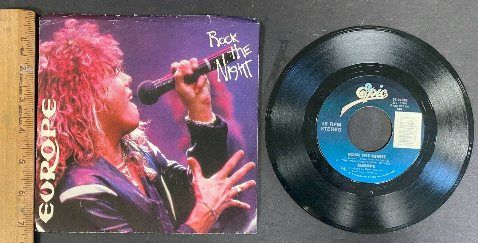 VINTAGE 1987 EUROPE *ROCK THE NIGHT* 45 RECORD! GOOD